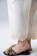 Embroidered Raw Silk Trouser