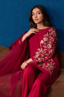 3 Pc Embroidered Crepe Suit