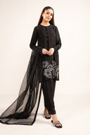 3 Pc Embellished Raw Silk Suit