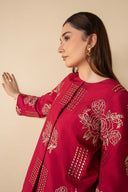 2 Pc Embroidered Raw Silk Suit