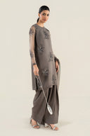 3 Pc Embellished Raw Silk Suit