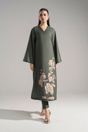 2 Pc Printed Raw Silk Suit