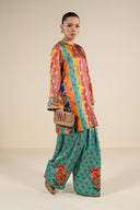 2 Pc Embellished Satin Silk Suit