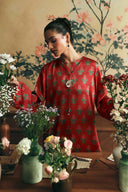 2 Pc Printed Satin Silk Suit