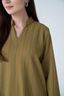 2 Pc Dyed Striped Knitted Suit