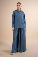 2 Pc Embellished Denim Suit