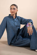 2 Pc Embellished Denim Suit