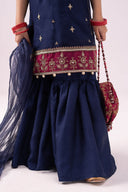 3 Piece Embroidered Raw Silk Suit