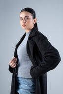 Suede Double Breasted Coat